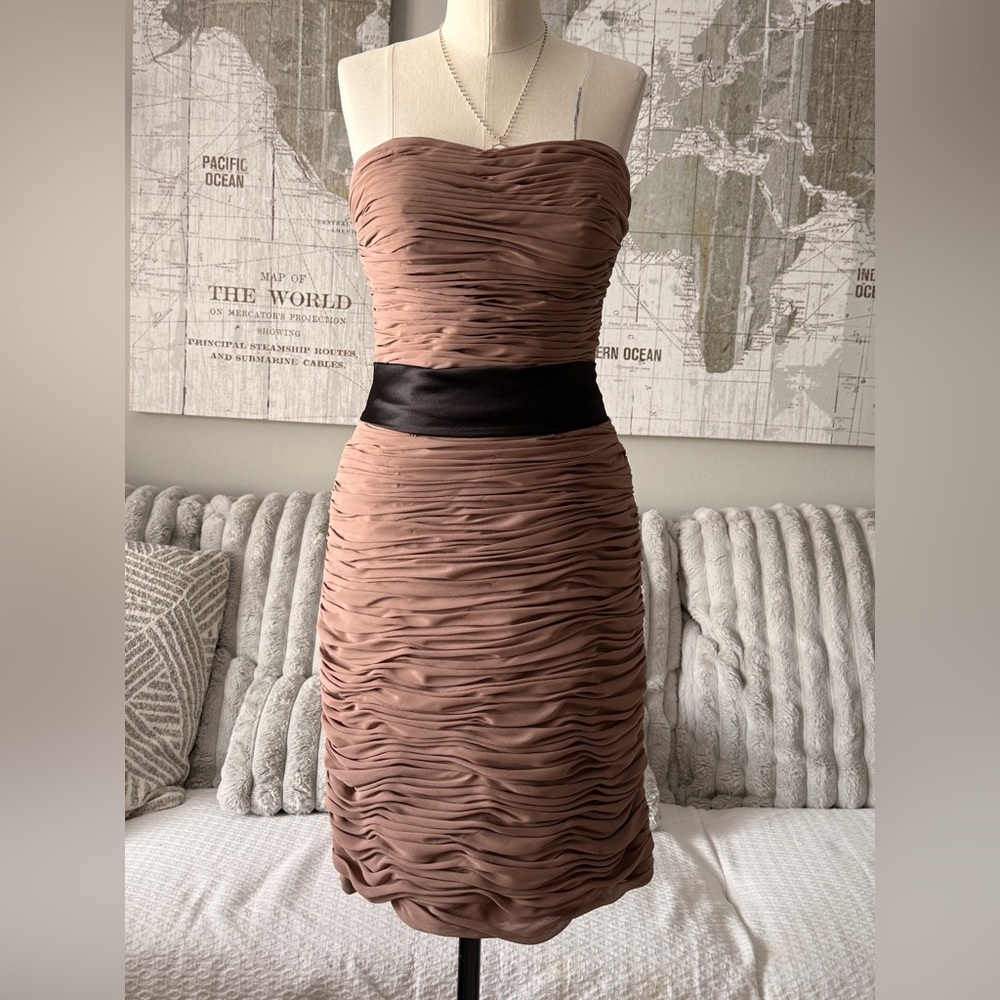 bill levkoff dress Women’s Size 6 Midi Brown Strapless‎ Dress